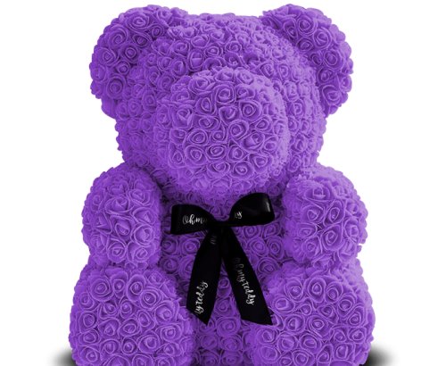 Medved’ iz fioletovyh roz 70 sm