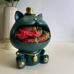 Конфетница сувенирная зеленый кот