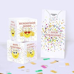 Бум-открытка с конфетти "С днем рождения"
