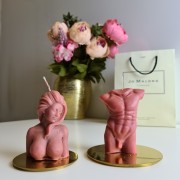 Набор темно-розовых двух ароматических свечей