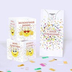 Бум-открытка с конфетти "С днем рождения"