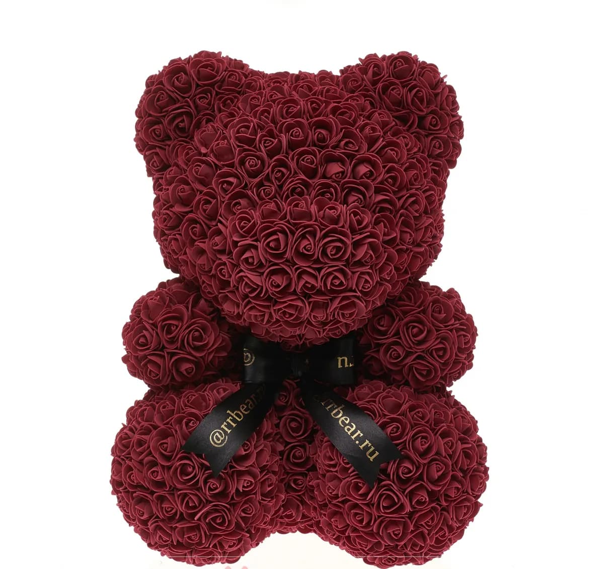 Мишка из бордовых роз 40 см