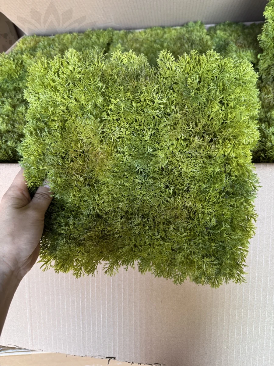 Коврик из искусственного мха 25×25 см — зелёная мох-панель, ярко-зелёный, лаймово-зелёный, 4 см