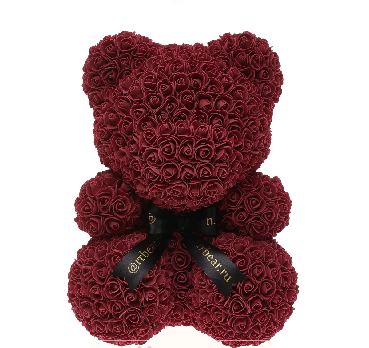 Мишка из бордовых роз 40 см